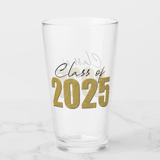 Gouden Glitter Klasse van 2025 Glas (Achterkant)