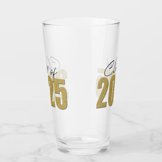 Gouden Glitter Klasse van 2025 Glas (Rechts)