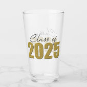 Gouden Glitter Klasse van 2025 Glas (Voorkant)
