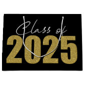 Gouden Glitter Klasse van 2025 Groot Cadeauzakje (Voorkant)