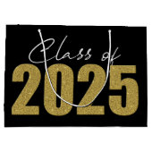 Gouden Glitter Klasse van 2025 Groot Cadeauzakje (Achterkant)