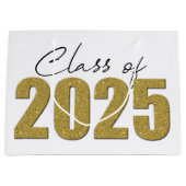 Gouden Glitter Klasse van 2025 Groot Cadeauzakje (Voorkant)