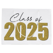 Gouden Glitter Klasse van 2025 Groot Cadeauzakje (Achterkant)