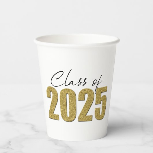 Gouden Glitter Klasse van 2025 Papieren Bekers (Achterkant)
