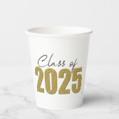 Gouden Glitter Klasse van 2025 Papieren Bekers (Voorkant)