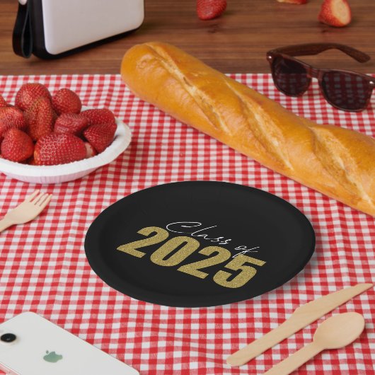 Gouden Glitter Klasse van 2025 Papieren Bordje (Picknick)