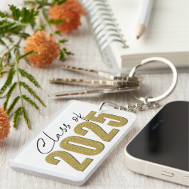 Gouden Glitter Klasse van 2025 Sleutelhanger