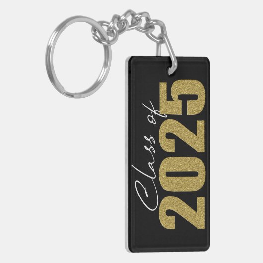 Gouden Glitter Klasse van 2025 Sleutelhanger (Voorkant Links)