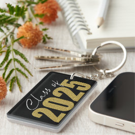 Gouden Glitter Klasse van 2025 Sleutelhanger