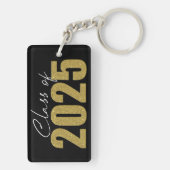 Gouden Glitter Klasse van 2025 Sleutelhanger (achterkant)
