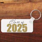 Gouden Glitter Klasse van 2025 Sleutelhanger (Voorkant)