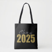 Gouden Glitter Klasse van 2025 Tote Bag (Voorkant)