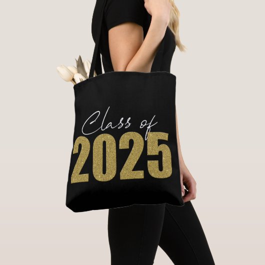 Gouden Glitter Klasse van 2025 Tote Bag (Dichtbij)