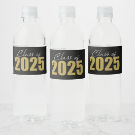 Gouden Glitter Klasse van 2025 Waterfles Etiket
