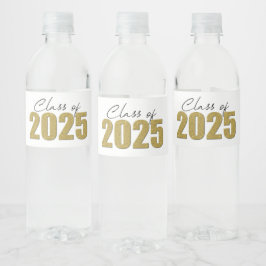 Gouden Glitter Klasse van 2025 Waterfles Etiket