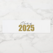 Gouden Glitter Klasse van 2025 Waterfles Etiket (Enkel label)