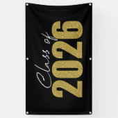 Gouden Glitter Klasse van 2026 Spandoek (Verticaal)