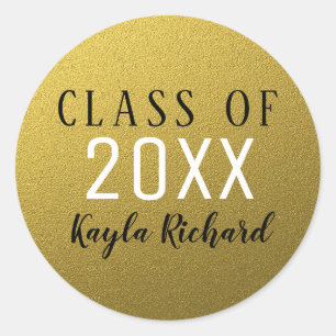 Gouden Glitter Klasse van Afstuderen Ronde Sticker