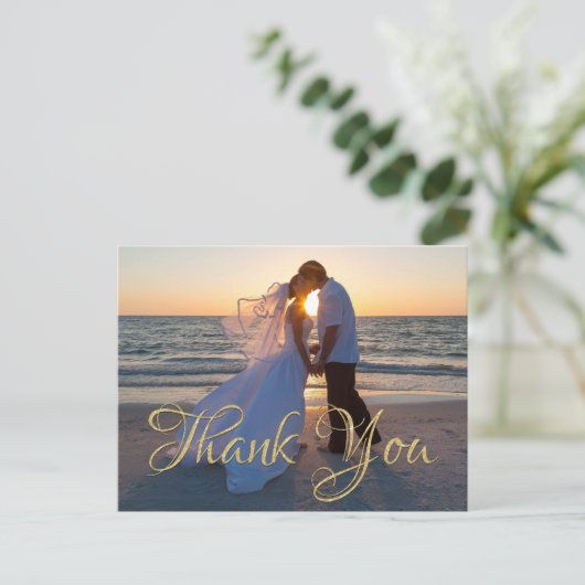 Gouden Glitter klassieke kalligrafie bruiloft dank Briefkaart (Staand voorkant)