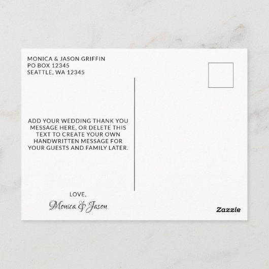 Gouden Glitter klassieke kalligrafie bruiloft dank Briefkaart (Achterkant)