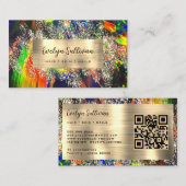 Gouden glitter kleurrijk zwart opaal visitekaartje (Voorkant / Achterkant)