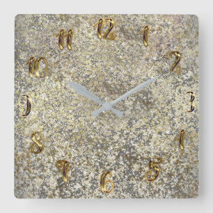 Gouden Glitter Knetterende Moderne Chic Glam Glans Vierkante Klok