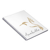 Gouden Glitter kolibrie en aangepaste naam Notitieboek (Rechterzijde)