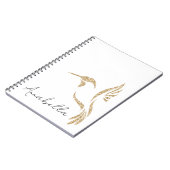 Gouden Glitter kolibrie en aangepaste naam Notitieboek (Linkerzijde)