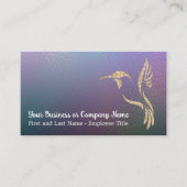 Gouden Glitter kolibrie op donkere holografische Visitekaartje (Voorkant)