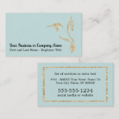 Gouden Glitter kolibrie op Licht Blauwgroen Visitekaartje (Voorkant / Achterkant)