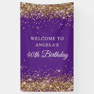 Gouden Glitter Konings Paars 40e Verjaardag Vertic Spandoek