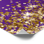 Gouden Glitter Konings Paars Bruidsfeest Welkom Poster (Hoek)