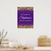 Gouden Glitter Konings Paars Bruidsfeest Welkom Poster (Keuken)