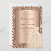 Gouden Glitter Koper Metallic Elegante Quinceañera Kaart (Voorkant)