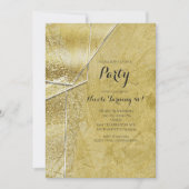Gouden Glitter Kristal Glas Glam Feest Uitnodiging (Voorkant)
