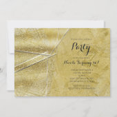 Gouden Glitter Kristal Glas Glam Feest Uitnodiging (Voorkant)