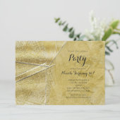 Gouden Glitter Kristal Glas Glam Feest Uitnodiging (Staand voorkant)