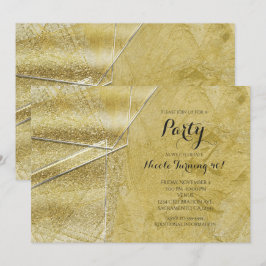 Gouden Glitter Kristal Glas Glam Partij Uitnodigin Kaart