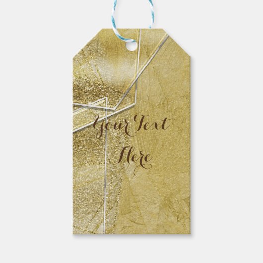 Gouden Glitter Kristallen Glas Glam Designer Stijl Cadeaulabel (Voorkant)