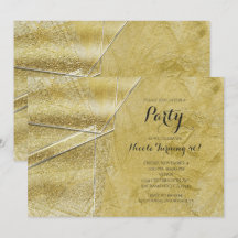 Gouden Glitter Kristallen Glas Glam Feest Uitnodig