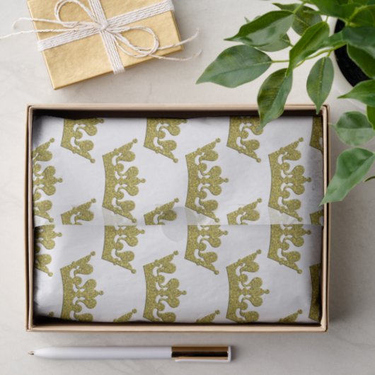 Gouden Glitter Kronen Koninklijk Monogram Elegant  Tissuepapier (Geschenk)