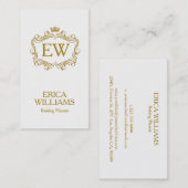 Gouden Glitter Kroon & Bloemen Lijst Bruiloft Plan Visitekaartje (Voorkant / Achterkant)