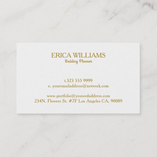 Gouden Glitter Kroon & Bloemen Lijst Bruiloft Plan Visitekaartje (Achterkant)