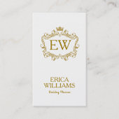 Gouden Glitter Kroon & Bloemen Lijst Bruiloft Plan Visitekaartje (Voorkant)
