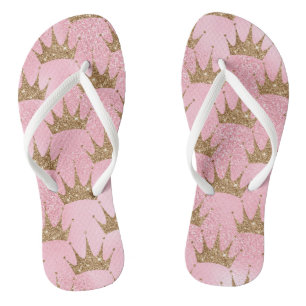 Gouden Glitter Kroon Print Flip Flops