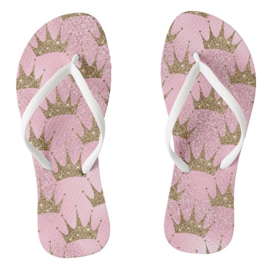 Gouden Glitter Kroon Print Flip Flops (Voetbed)