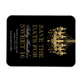 Gouden Glitter Kroonluchter Sweet 16 Save the Date Magneet (Horizontaal)