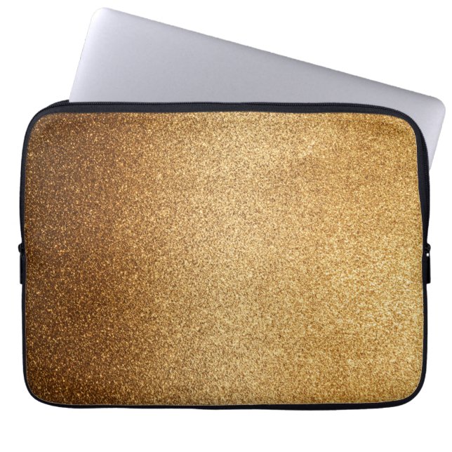 Gouden glitter laptop sleeve (Voorkant)