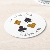 Gouden Glitter Las Vegas Bruiloft CustomDrink Onde Ronde Kartonnen Onderzetter (Gebogen)