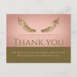 Gouden Glitter Lash Wings Bedankt Korting Roze Briefkaart